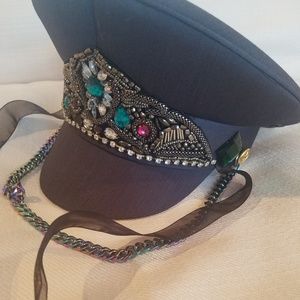 Military Glam hat with Swarovski crystal